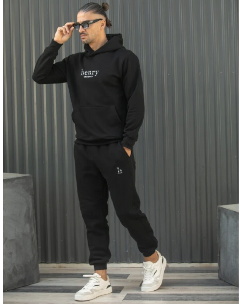 HENRY CLOTHING LOGO HOODIE - BLACK