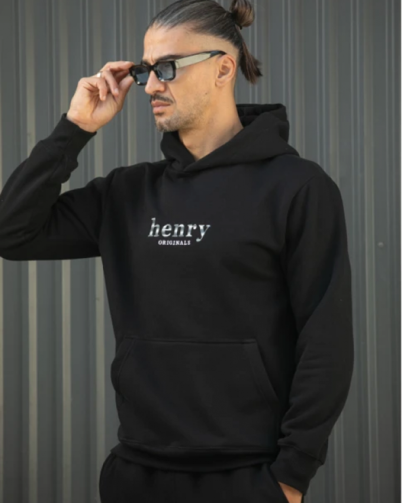 HENRY CLOTHING LOGO HOODIE - BLACK