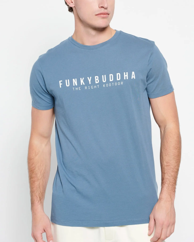 FUNKYBUDDHA BASIC LOGO T-SHIRT - DUSTY BLUE