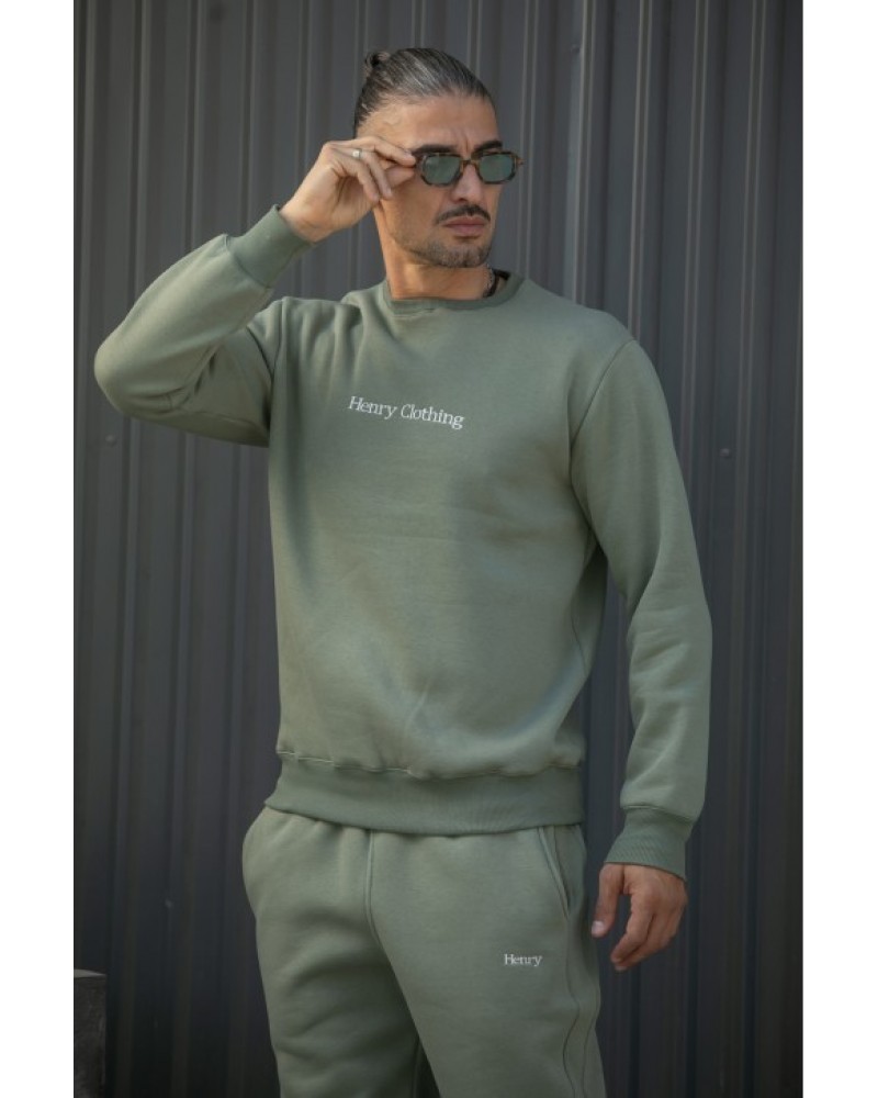 HENRY CLOTHING MEN'S SWEATSHIRT - KHAKI
