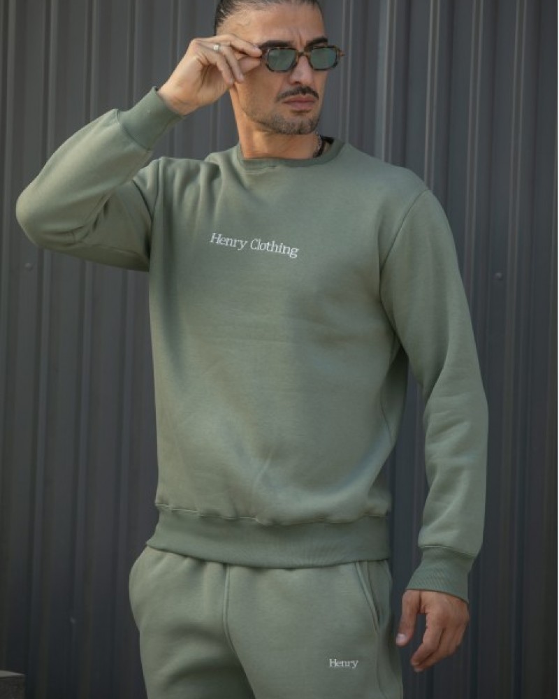 HENRY CLOTHING MEN'S SWEATSHIRT - KHAKI