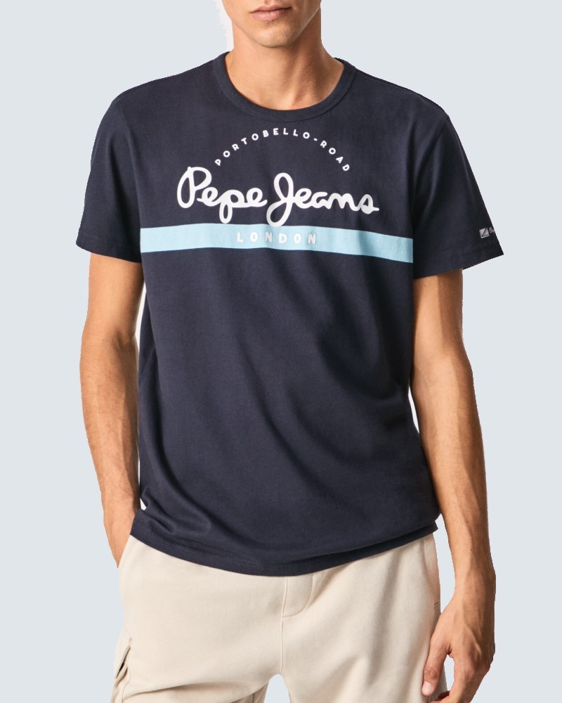 PEPE JEANS ABREL FRONT PRINT T-SHIRT - NAVY