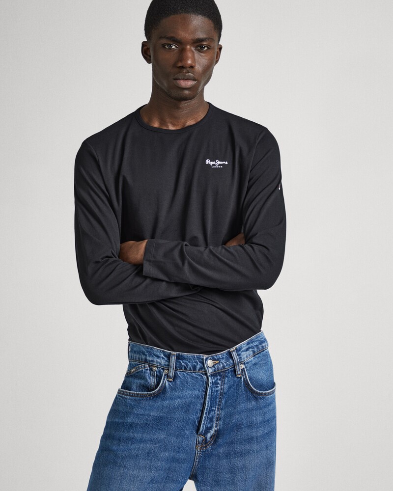 PEPE JEANS ORIGINAL LOGO LONG T-SHIRT - BLACK