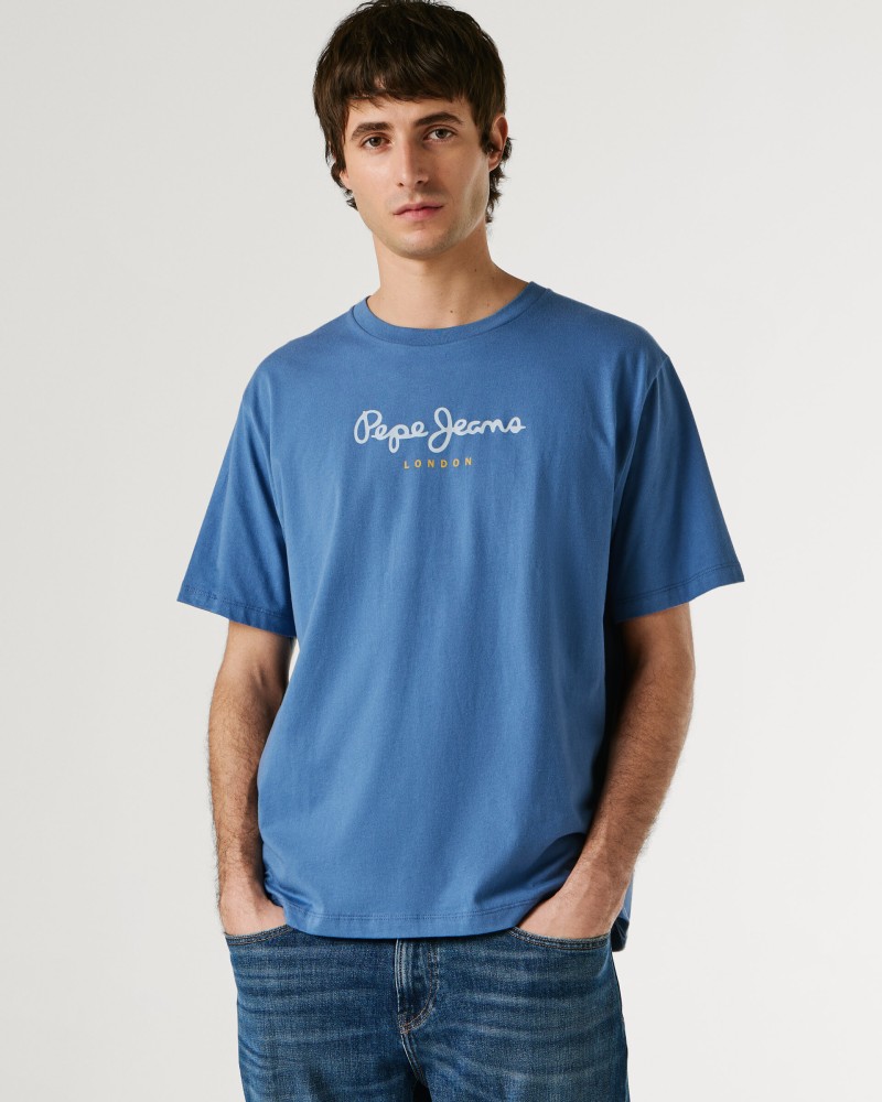 PEPE JEANS ORIGINAL LOGO T-SHIRT - WASHED BLUE