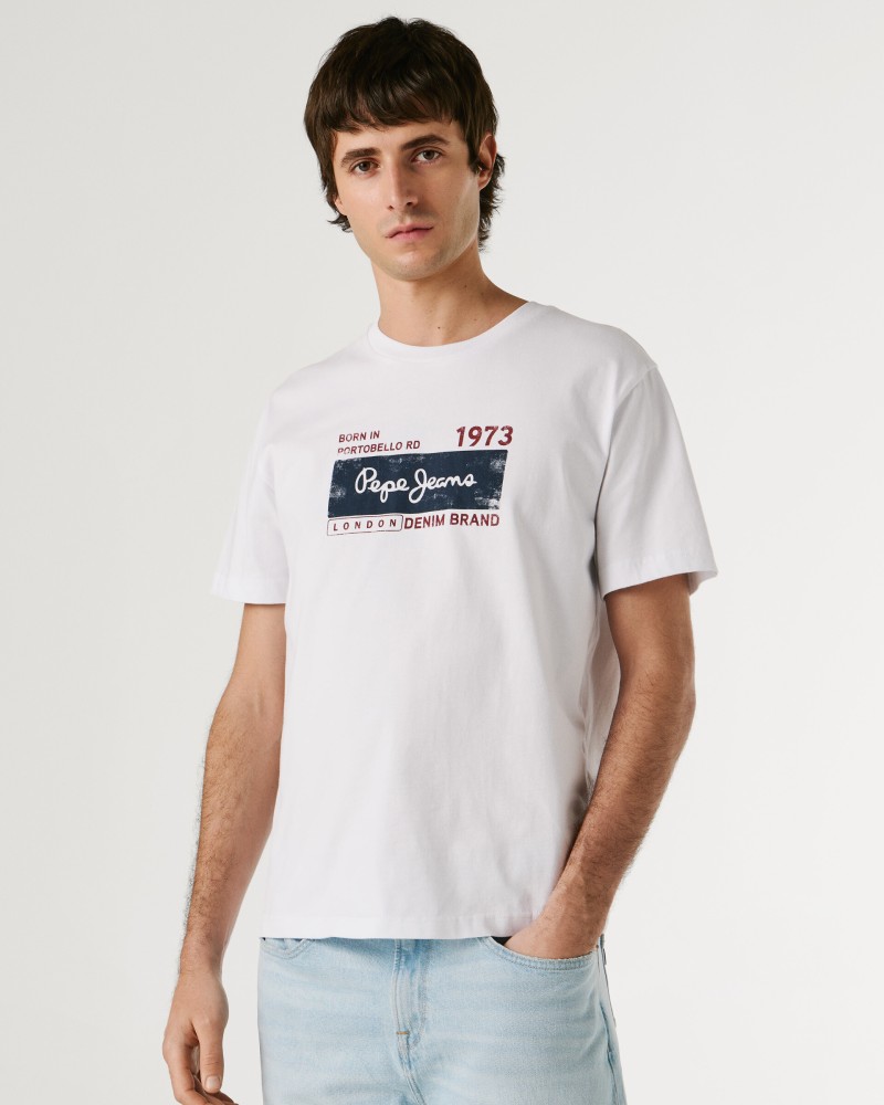PEPE JEANS LOGO PRINT T-SHIRT - WHITE