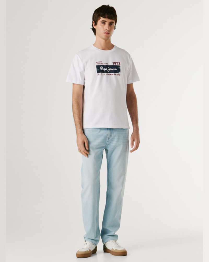 PEPE JEANS LOGO PRINT T-SHIRT - WHITE