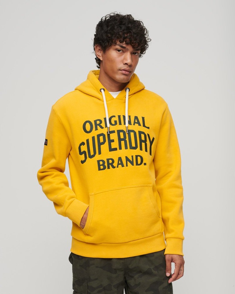 SUPERDRY EMBROIDERED LOGO VINTAGE HOODIE - YELLOW