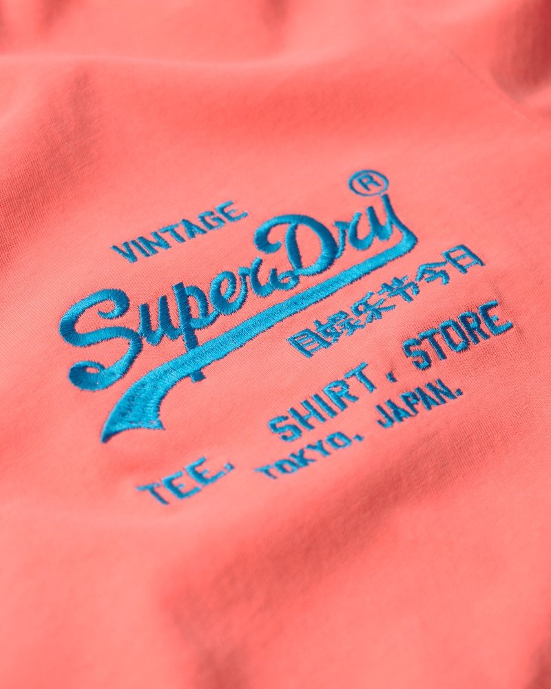 SUPERDRY NEON VINTAGE LOGO S T-SHIRT -  NEON RED