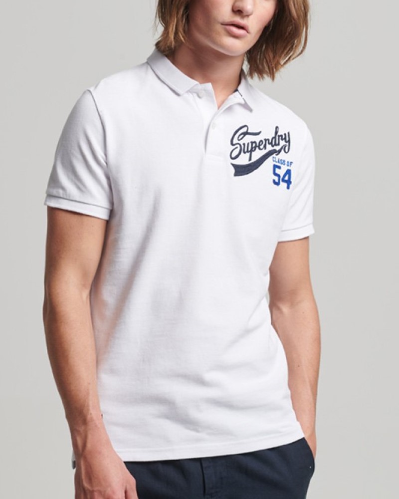 SUPERDRY SUPERSTATE PIQUE POLO SHIRT - WHITE