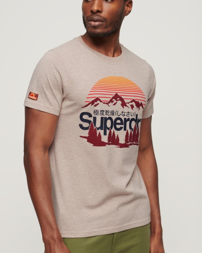 SUPERDRY OUTDOORS GRAPHIC T-SHIRT - BEIGE