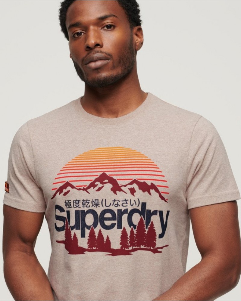 SUPERDRY OUTDOORS GRAPHIC T-SHIRT - BEIGE